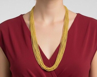 Yellow Mustard necklace , beaded Boho Seed Bead Jewelry , Bridesmaids gift,  gift for her