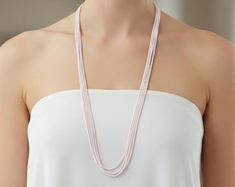Long Boho Pink necklace , gifts for women , layering necklace ,  pink jewelry , Birthday Gift