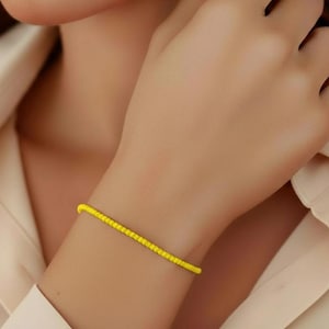 Yellow dainty beaded bracelet, beaded bracelet,simple tiny beads bracelets,one strand bracelet,stacking bracelets,yellow minimalist bracelet