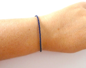 Navy blue dainty bracelet, beaded blue bracelet, simple bracelet, tiny beads bracelets, one strand bracelet, stacking bracelets, dark blue