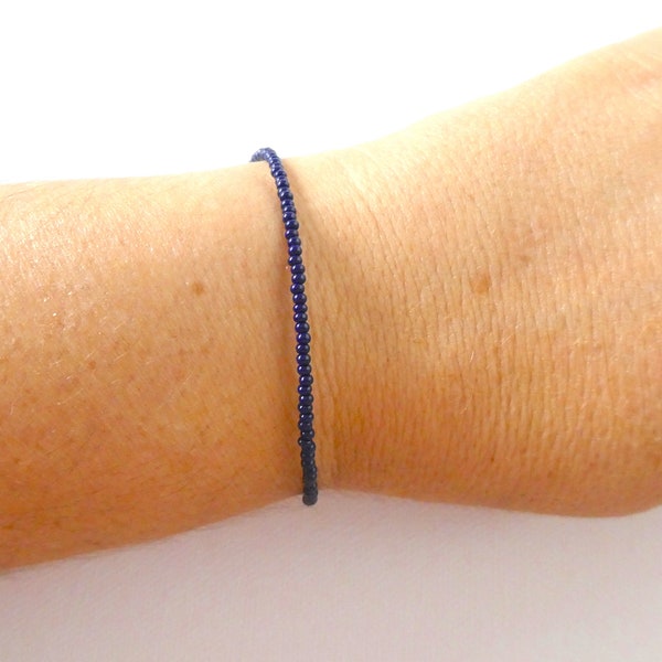 Navy blue dainty bracelet, beaded blue bracelet, simple bracelet, tiny beads bracelets, one strand bracelet, stacking bracelets, dark blue