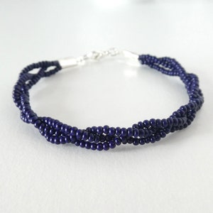 Navy blue beaded bracelet, boho bracelet, dark blue bridesmaid bracelet, bridesmaid gift, 8 inches bracelet, 6 inches bracelet, gift for her
