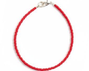 Red bracelet, seed bead bracelet,carmin bracelet,simple bracelet, friendship bracelet, minimalist red bracelet, seed bead jewelry, gift idea