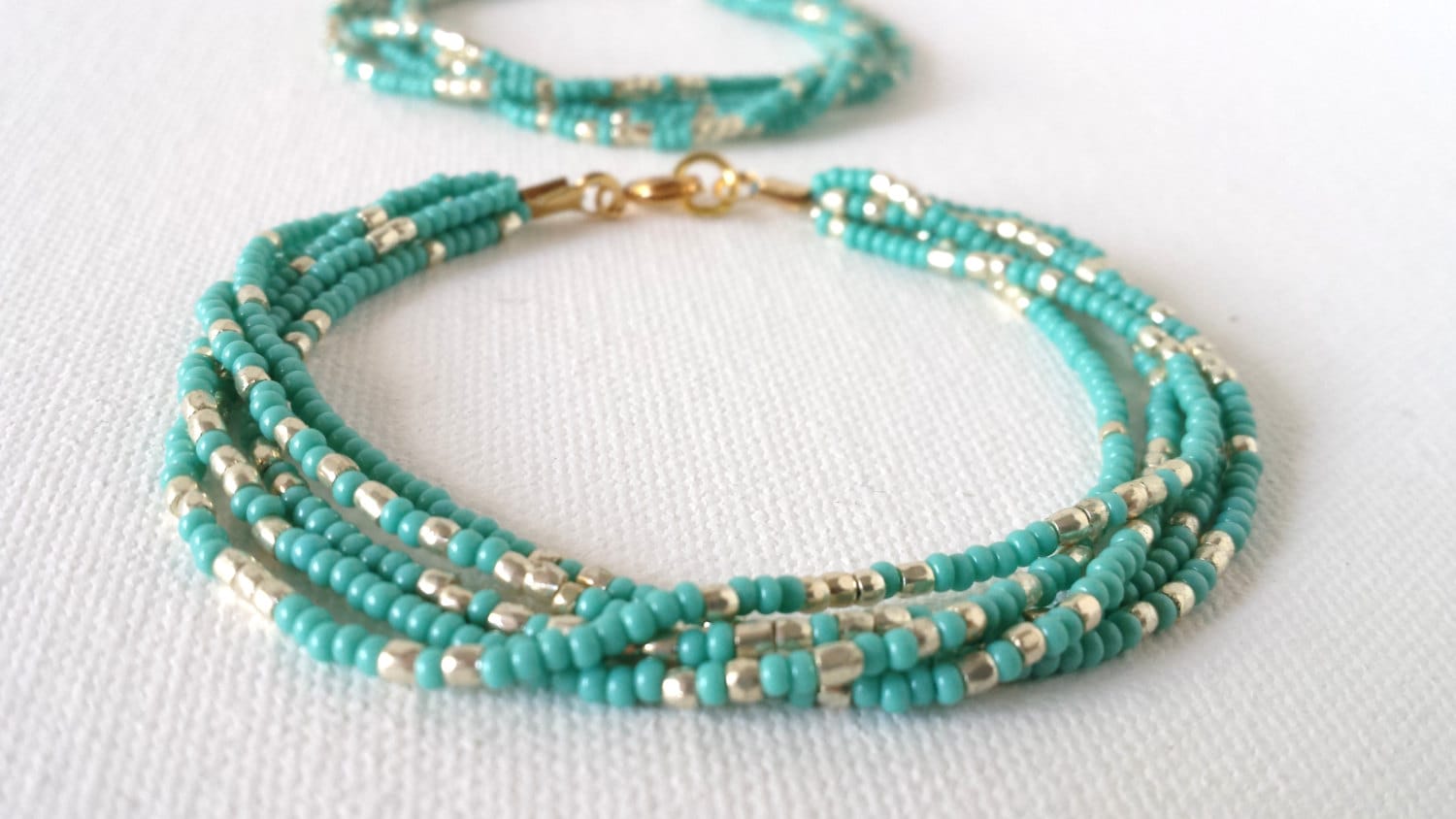Pangium Seed Bracelet, Turquoise/Gold