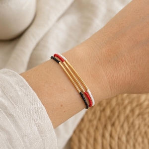 Gold Filled Bar Bracelets  Black red White, Stretchy , Friendship Bracelets Custom Colors , Ankle jewelry
