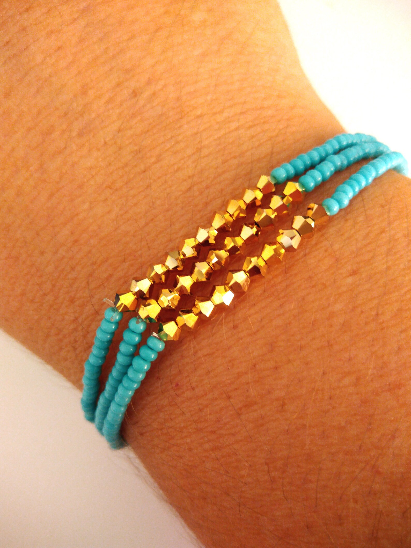 Set of 3 Braceletsturquoiseseed Bead With Etsy