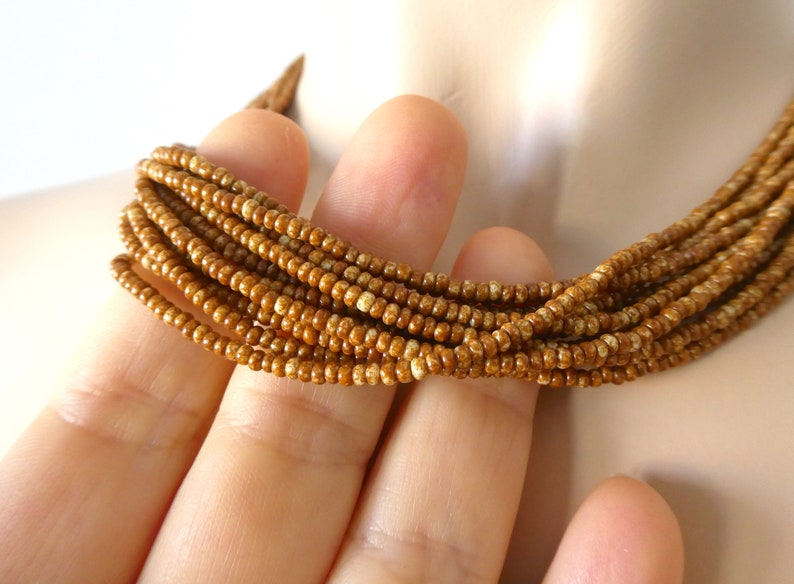 brown seed bead necklace, Boho Necklaces - Gifts for Women , bohemian necklace, brown jewelry image 3