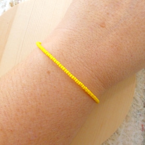 Yellow dainty beaded bracelet, beaded bracelet,simple tiny beads bracelets,one strand bracelet,stacking bracelets,yellow minimalist bracelet