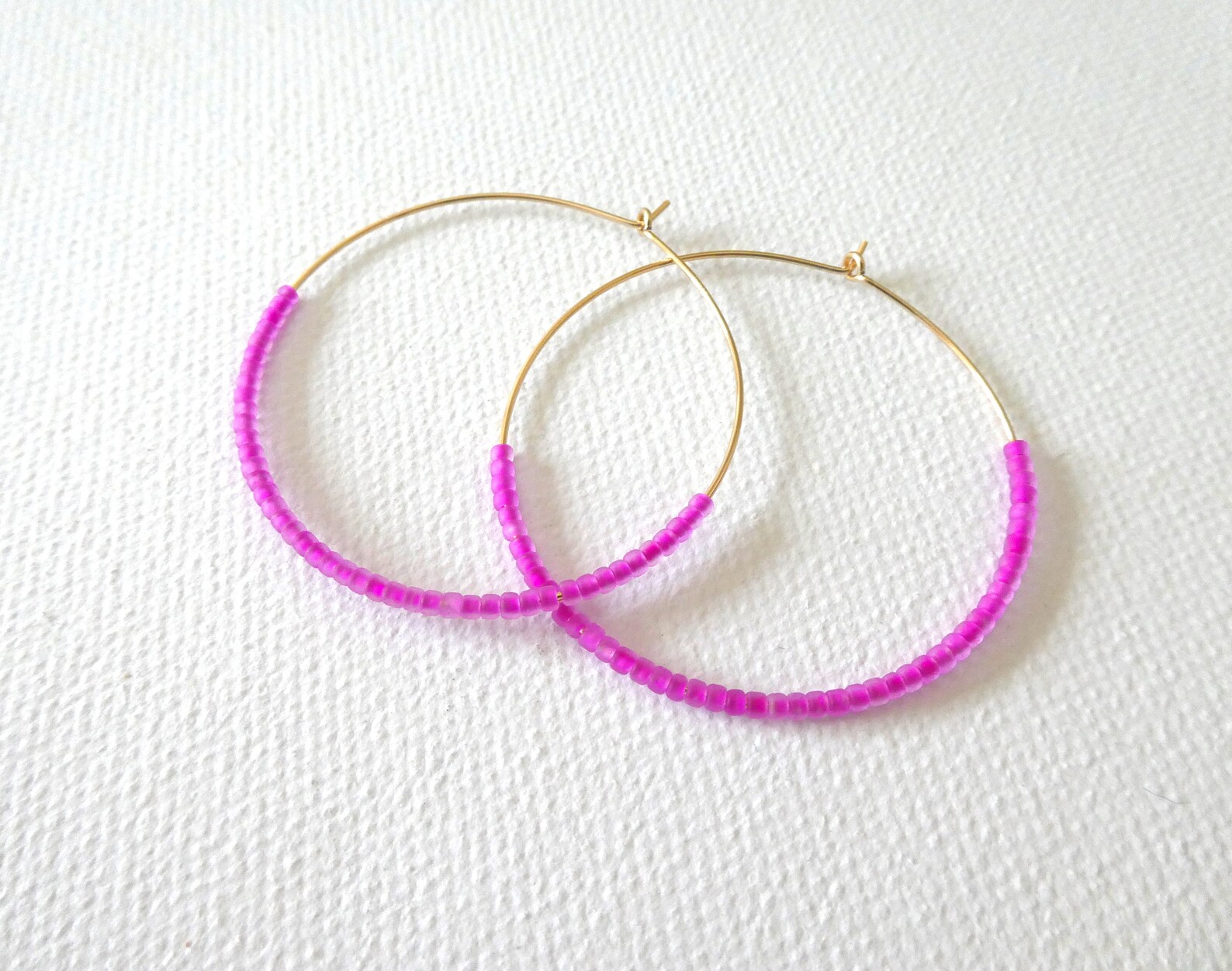 Hot Pink Hoop Earrings Gold Filled Big Hoop Earringshot Pink Etsy