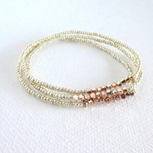 Pulsera de oro rosa, pulsera de oro claro, pulseras elásticas, pulsera delicada, pulsera delicada imagen 4