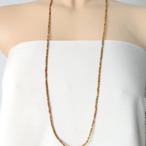 Retro Glam Long Beads Necklace - Earth Tones