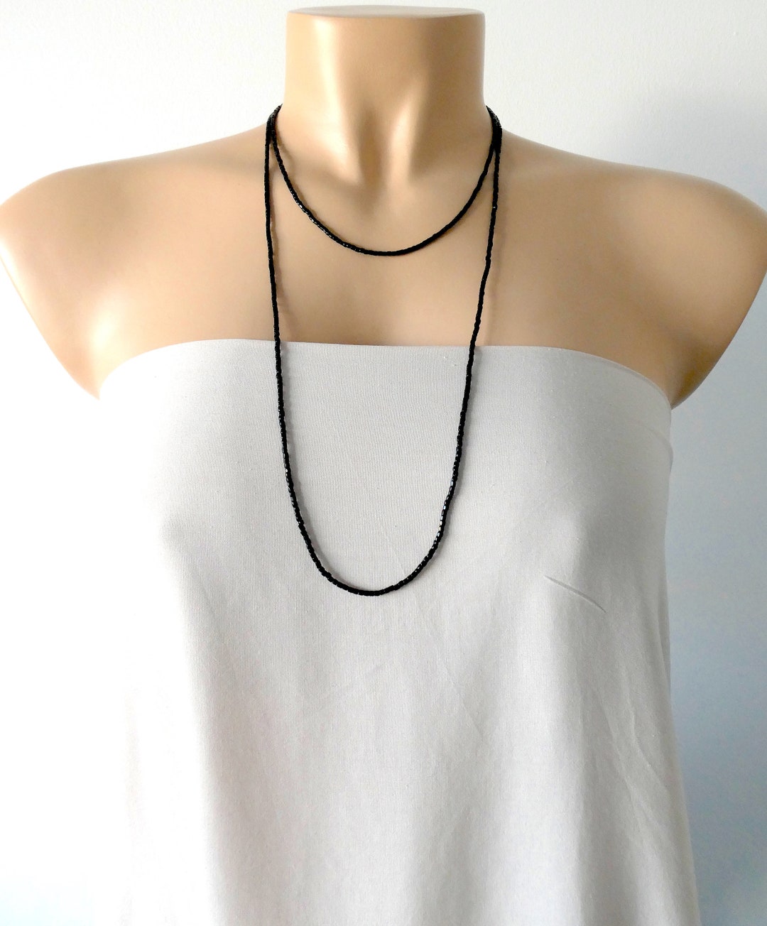 Textured Long Necklace in Black main image 1