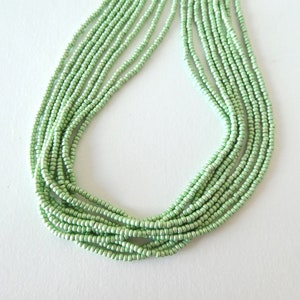 Sage green beaded necklace, light green necklace, bridesmaids necklaces, bohemian necklace, seed bead necklace