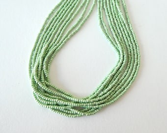 Green Beaded Necklace, Vintage Beaded Necklace, Bright Green