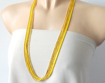 Long boho necklaces for women, Long Modern Necklace, Extra Long Necklace - Yellow, Modern Necklace, Seed Beaded Necklace,Long Women Necklace