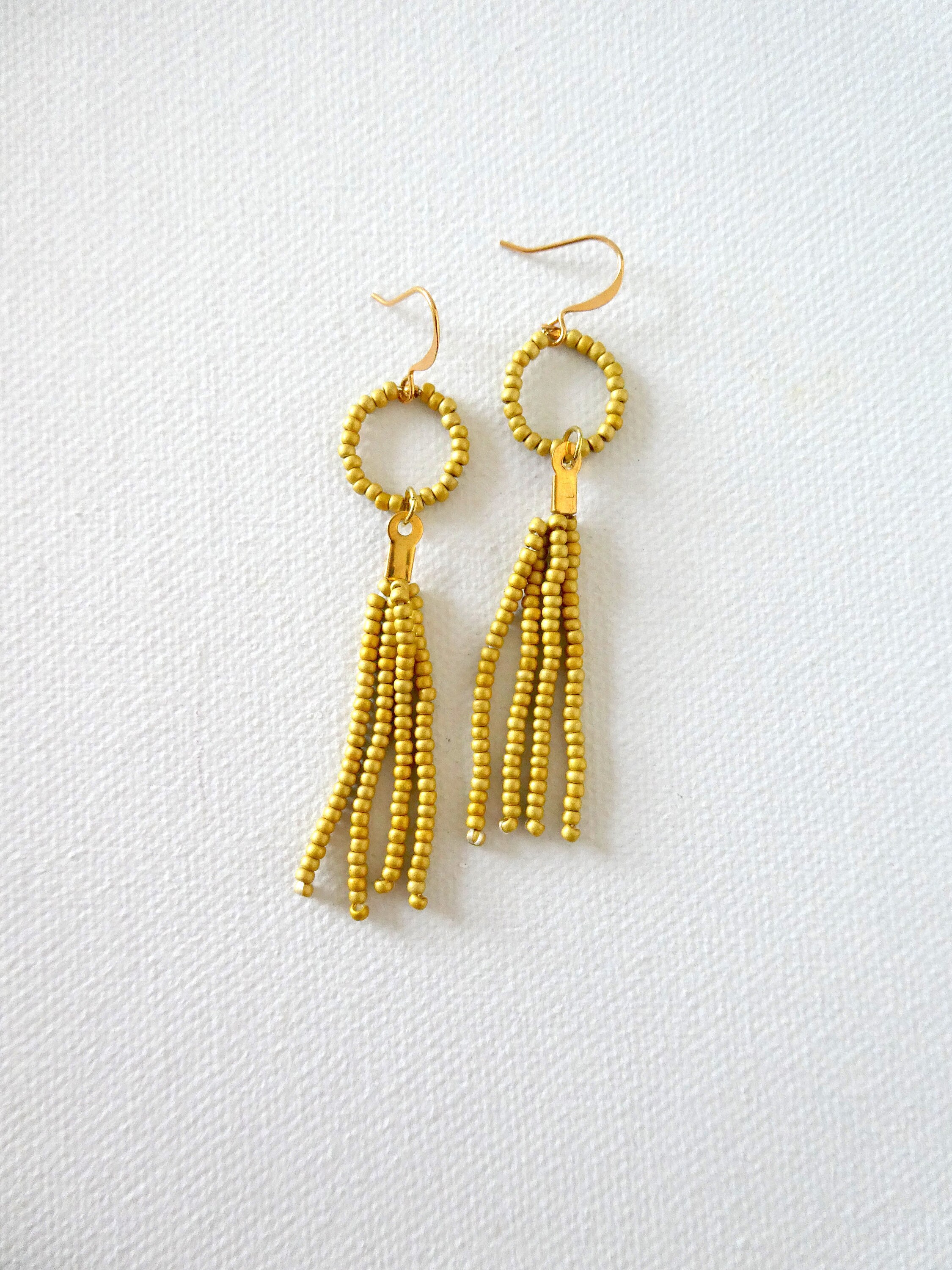 Mustard Tassel Earrings Dangle yellow earrings boho tassel Etsy