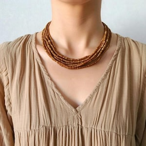 brown seed bead necklace, Boho Necklaces - Gifts for Women , bohemian necklace, brown jewelry image 5
