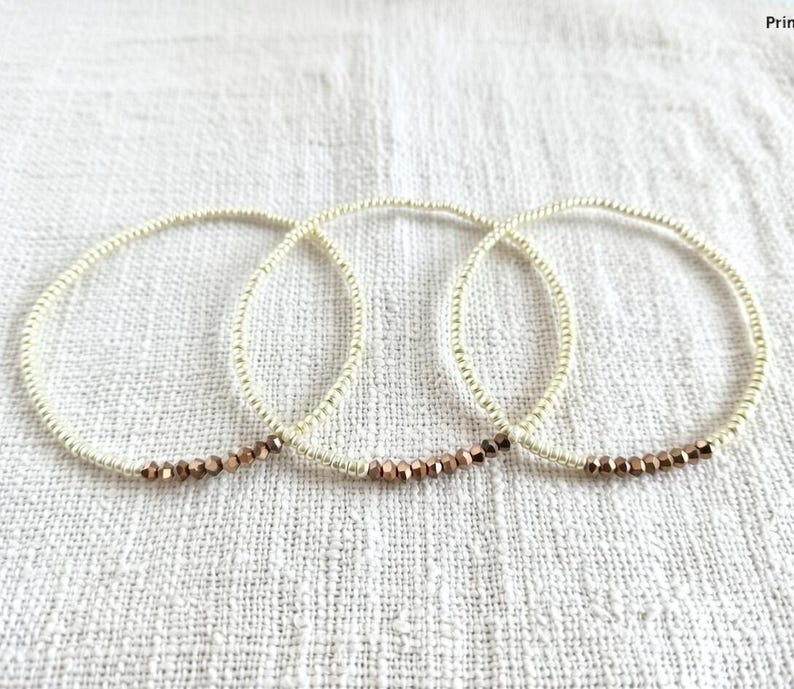 Pulsera de oro rosa, pulsera de oro claro, pulseras elásticas, pulsera delicada, pulsera delicada imagen 5