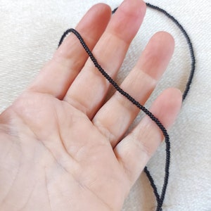 Long black layering necklace, boho necklace, dainty black necklace, seed bead necklace, one strand necklace, layered necklace, unisex image 5