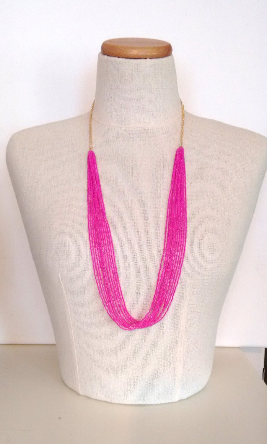 Chunky Beaded Necklace - Hot Pink main image 1