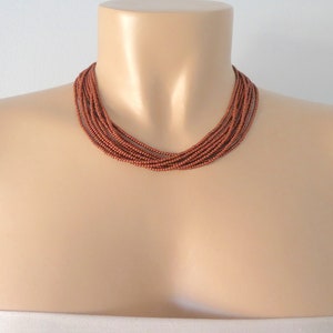Brown beaded necklace, copper necklace, bronze necklace, boho necklace,beaded necklace,seed bead necklace,autumn necklace,bridesmaids image 4