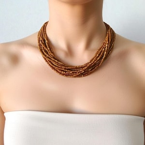brown seed bead necklace, Boho Necklaces - Gifts for Women , bohemian necklace, brown jewelry image 1
