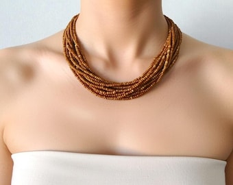 brown seed bead necklace, Boho Necklaces - Gifts for Women , bohemian necklace, brown jewelry