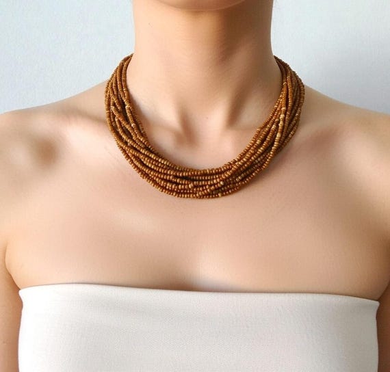 brown seed bead necklace, Boho Necklaces - Gifts for Women , bohemian necklace, brown jewelry