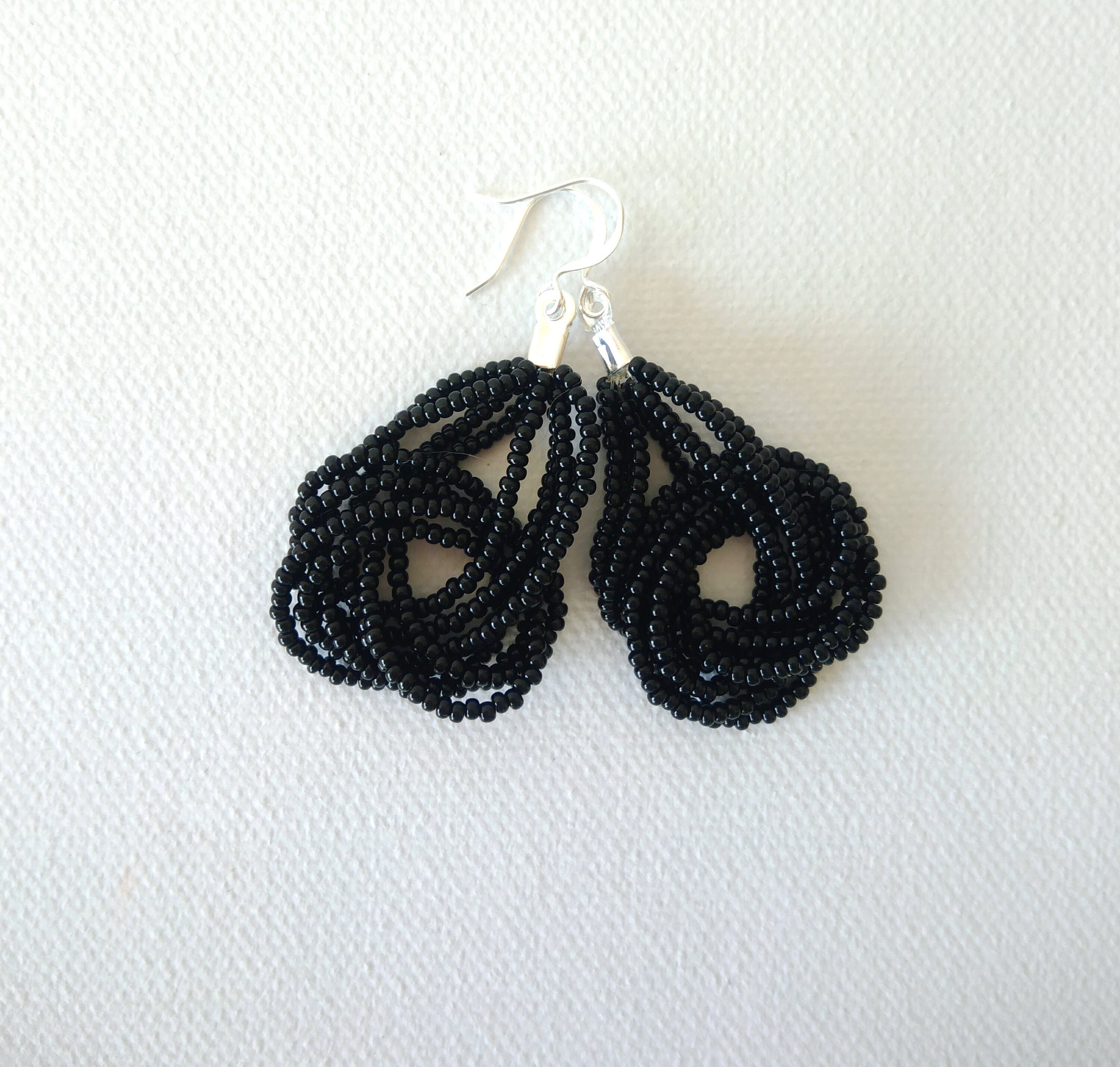 Black Earrings knot black earringsSeed Bead earringsbeaded | Etsy