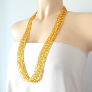 Gold boho beaded necklace - layering necklace  - statement multistrand  - seed bead jewelry