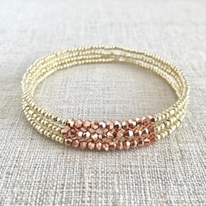 Pulsera de oro rosa, pulsera de oro claro, pulseras elásticas, pulsera delicada, pulsera delicada imagen 8