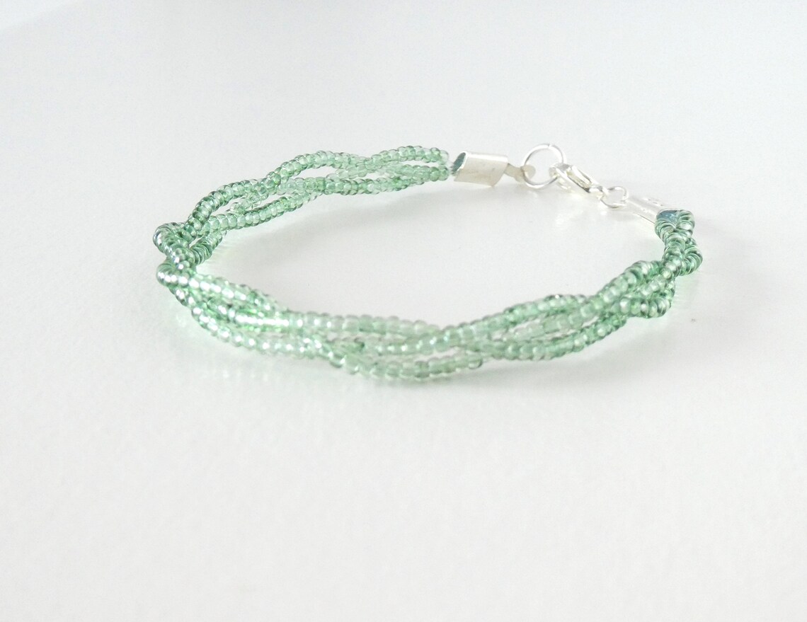 Sage Green Bracelet Beaded Bracelet Custom Size Bracelet Etsy