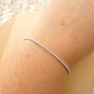 Silver bracelet , seed bead bracelet, simple bracelet, friendship bracelet, minimalist bracelet