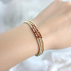 Pulsera de oro rosa, pulsera de oro claro, pulseras elásticas, pulsera delicada, pulsera delicada imagen 1