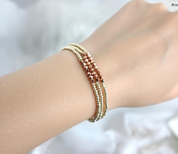 Rose Gold Bracelet , light gold bracelet, elastic bracelets, dainty bracelet, delicate bracelet