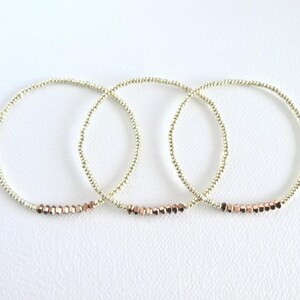 Pulsera de oro rosa, pulsera de oro claro, pulseras elásticas, pulsera delicada, pulsera delicada imagen 10