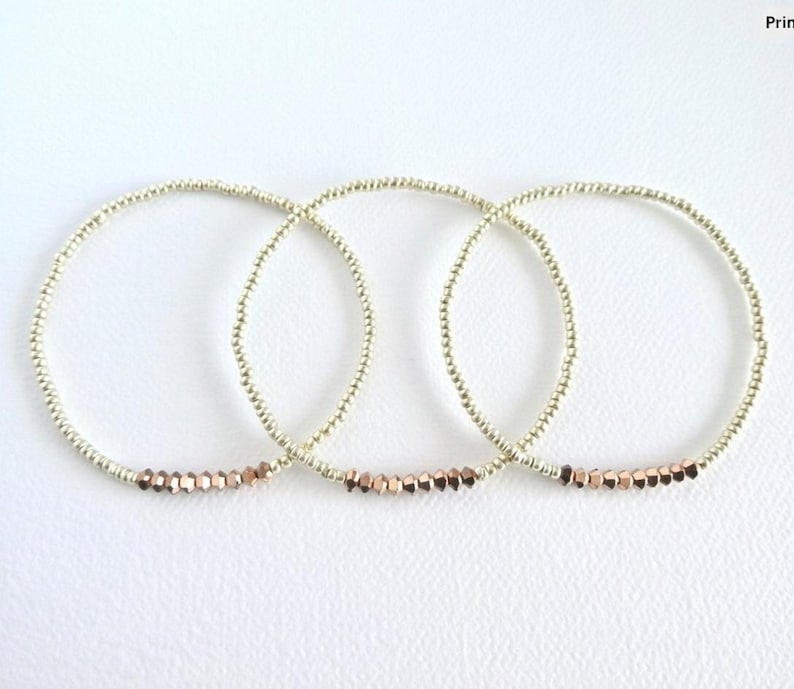 Pulsera de oro rosa, pulsera de oro claro, pulseras elásticas, pulsera delicada, pulsera delicada imagen 10