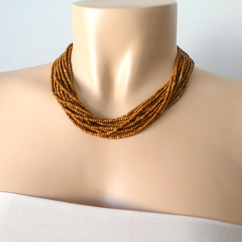 brown seed bead necklace, Boho Necklaces - Gifts for Women , bohemian necklace, brown jewelry image 7
