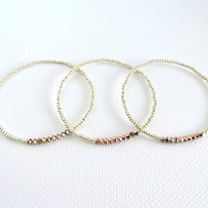 Pulsera de oro rosa, pulsera de oro claro, pulseras elásticas, pulsera delicada, pulsera delicada imagen 2