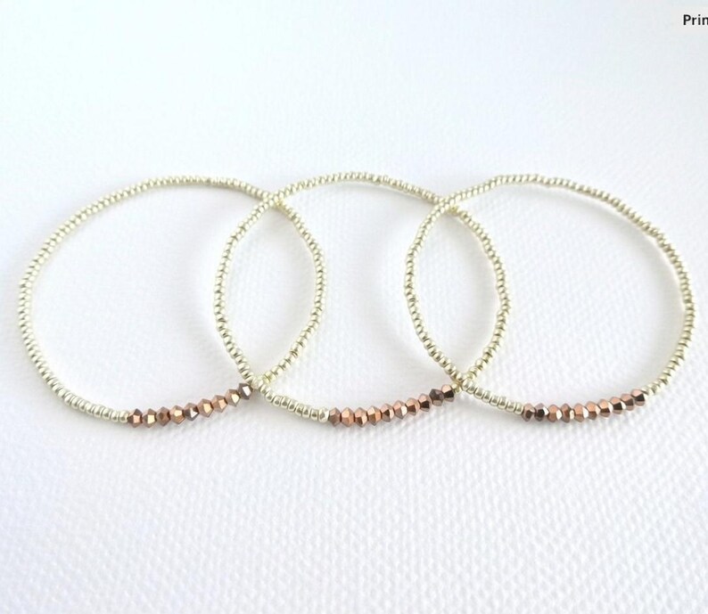 Pulsera de oro rosa, pulsera de oro claro, pulseras elásticas, pulsera delicada, pulsera delicada imagen 2