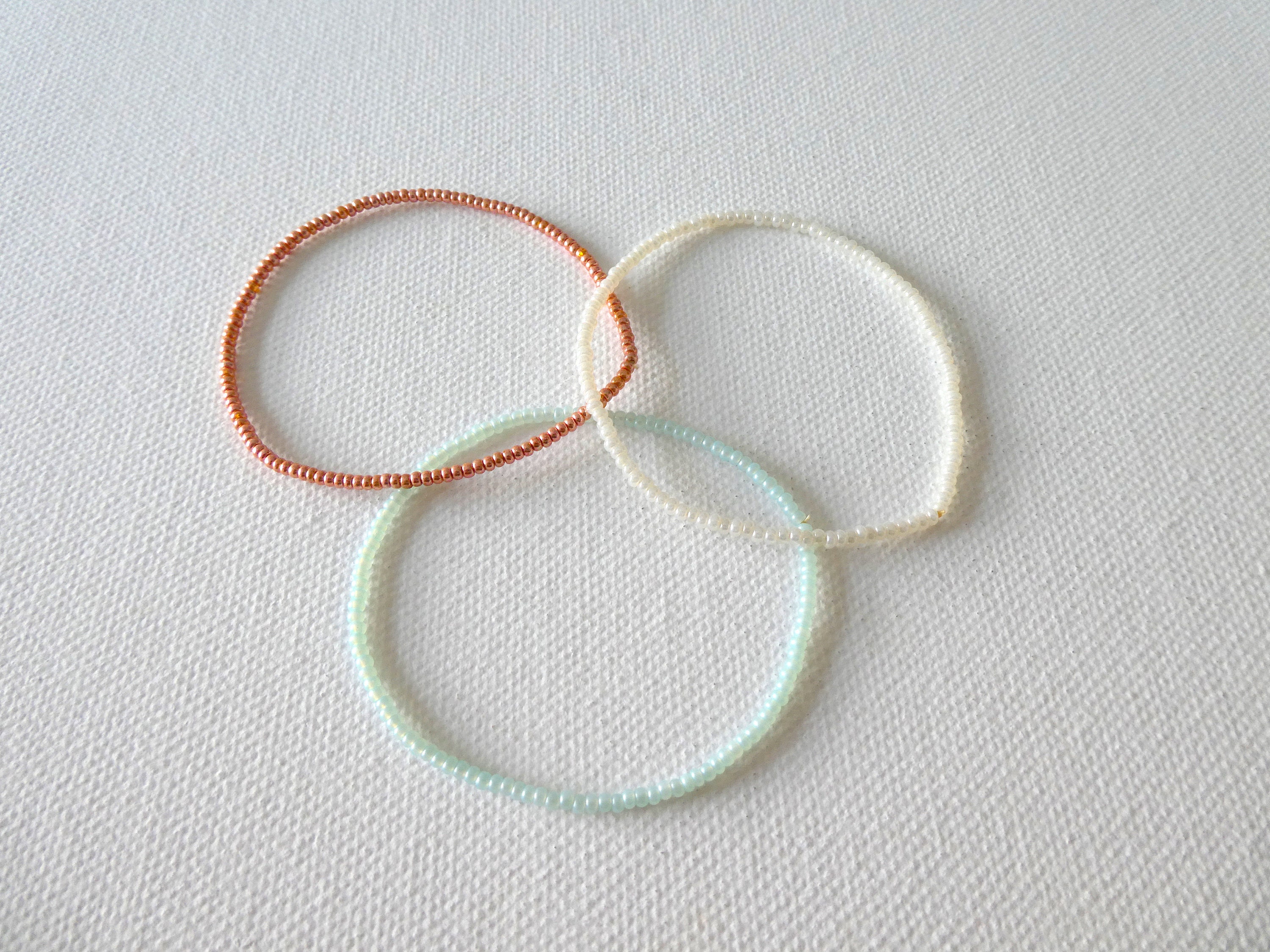 No clasp beaded bracelets stretch bracelets pearl mint rose Etsy