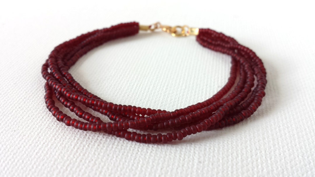 Garnet Bracelet, Beaded Bracelet, Bohemian Garnet Multistrand Bracelet ...