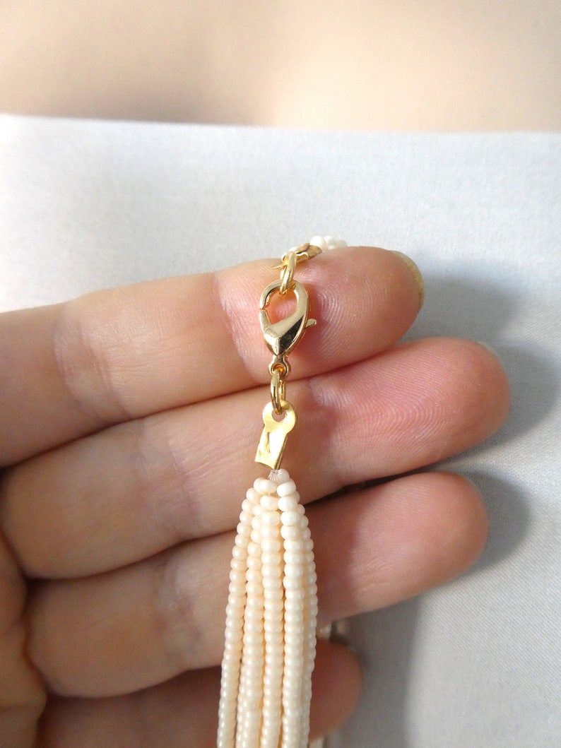 Ivory and Gold Necklace Seed Bead Necklacecream Etsy
