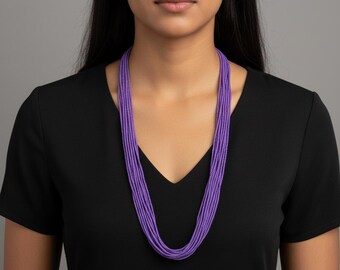 Purple boho necklace , seed bead bohemian beaded necklace, bridesmaid gifts, for her