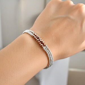 Pulsera de oro rosa, pulsera de oro claro, pulseras elásticas, pulsera delicada, pulsera delicada imagen 9