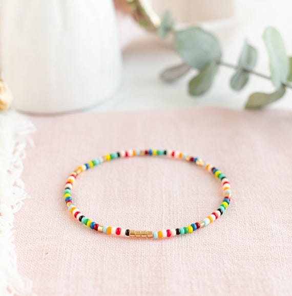 Set di bracciali con perline impilabili bohémien multicolori per donna