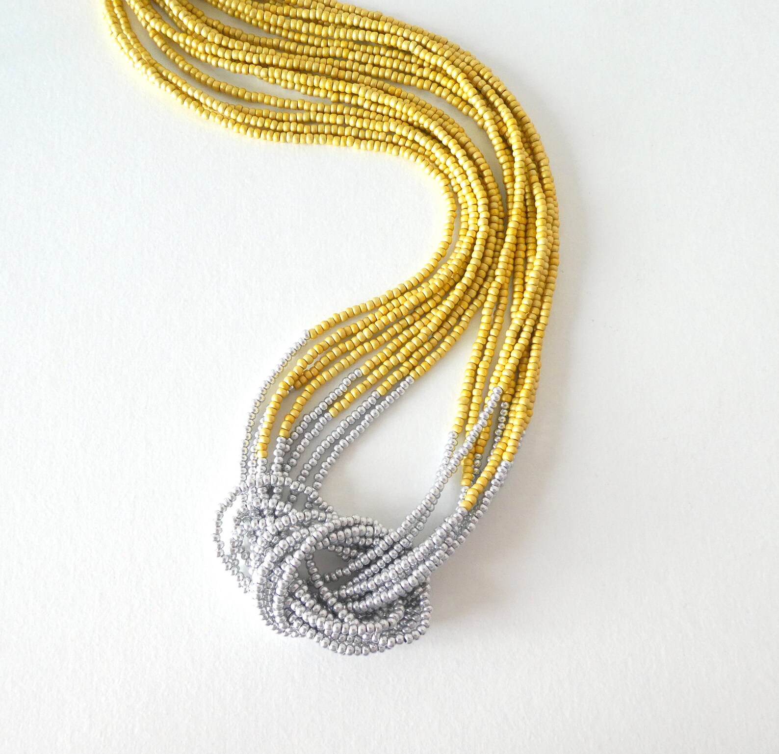 Mustard Yellow Necklace Knot Necklace Bridesmaid Necklace Etsy