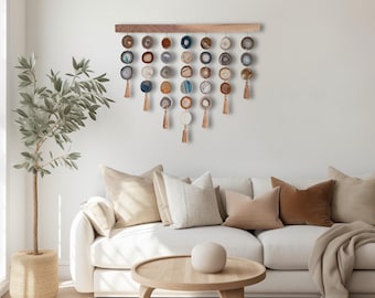 36-Inch Driftwood Uma Agate Wall Hanging – Natural, Teal, Gray, Cream & Brown Boho Large Statement Wall Art Piece
