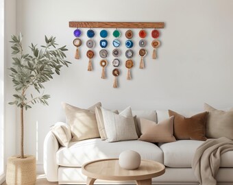 36-Inch Neutral Chakra Uma Agate Wall Hanging – Neutral Rainbow Crystal Boho Statement Piece