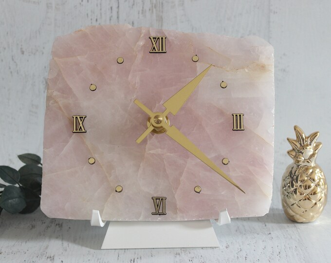 Rose Quartz Combo Desk/wall Clock,rose Quartz Stone Clock,desk Clock ...